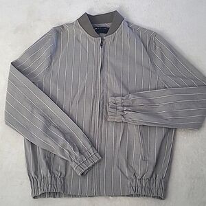 ASOS Mens Slim Fit Pinstripe Bomber Jacket XS Softshell Baseball Collar Casual